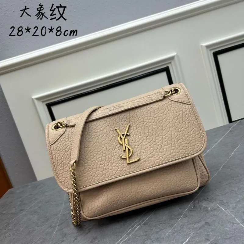 YSL Beige Elephant Grain Satchel Bag 848