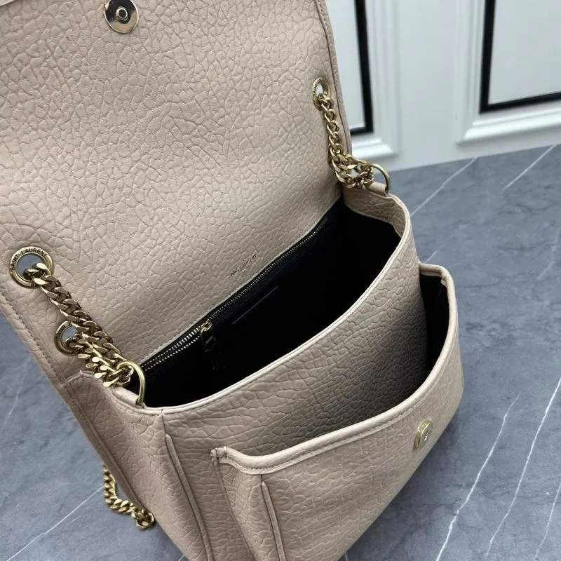 YSL Beige Elephant Grain Satchel Bag 848 - Image 7