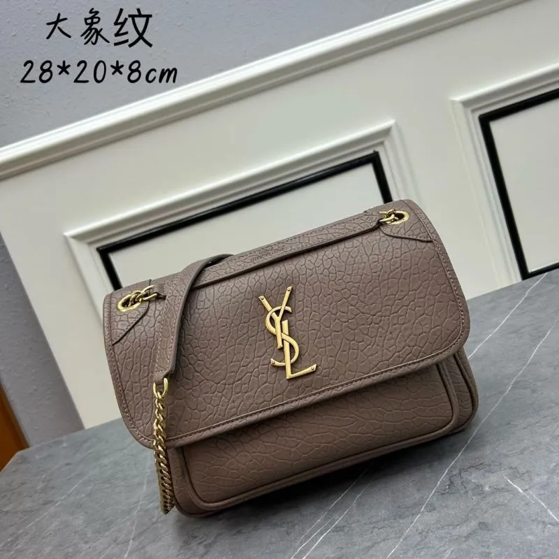 YSL Elephant Pattern Taupe Satchel Bag 849
