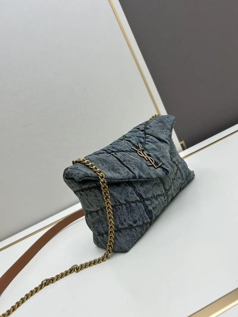 Alternative view of YSL Denim Blue Quilted Satchel Bag 852