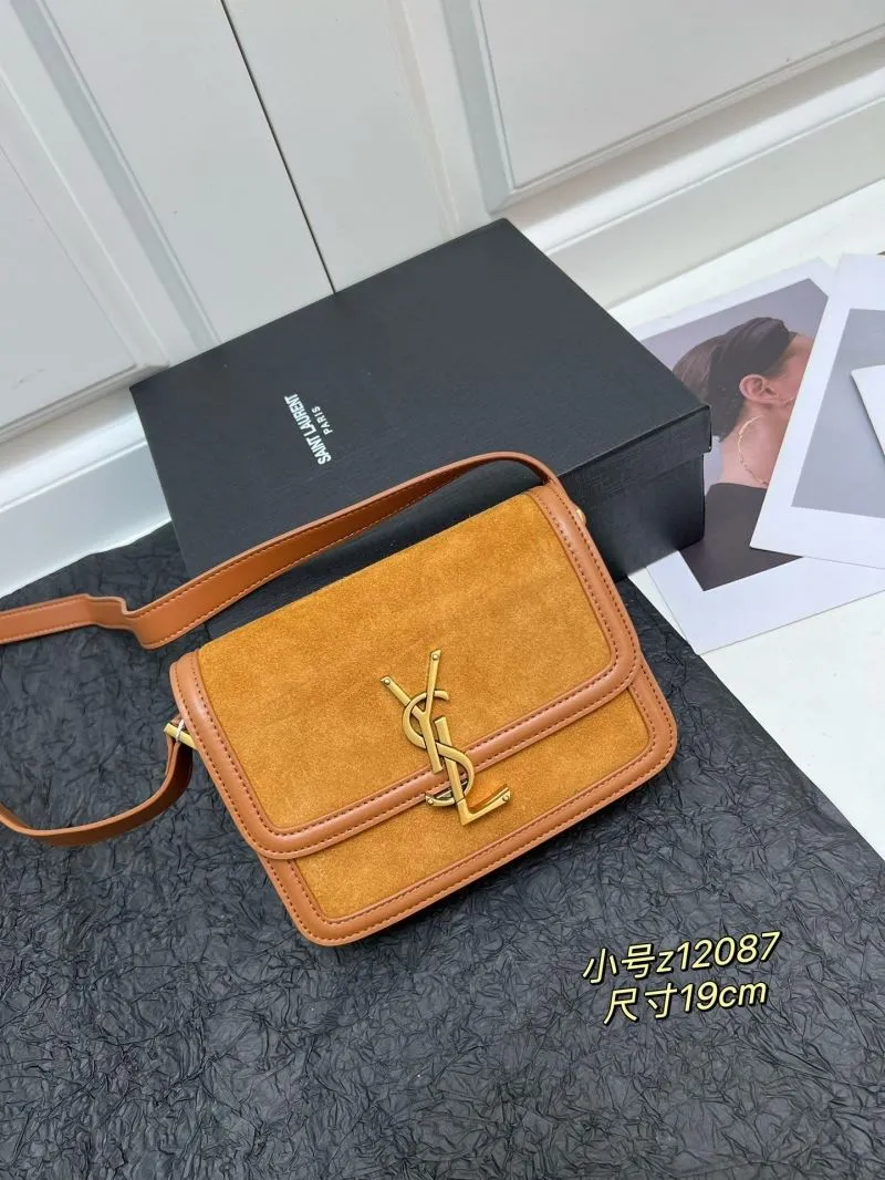 YSL Small Tan Suede Crossbody Satchel Bag z12087