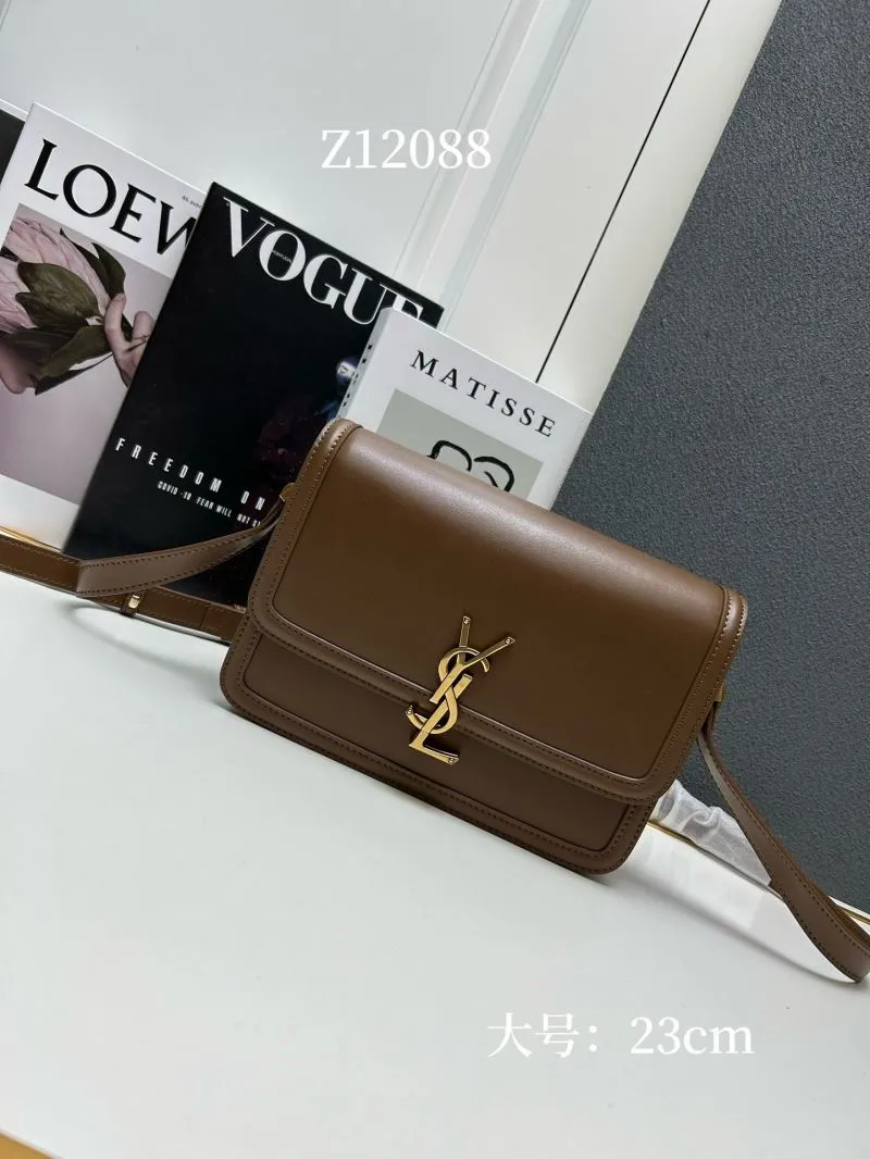 YSL Brown Large Satchel Crossbody Bag Z12088