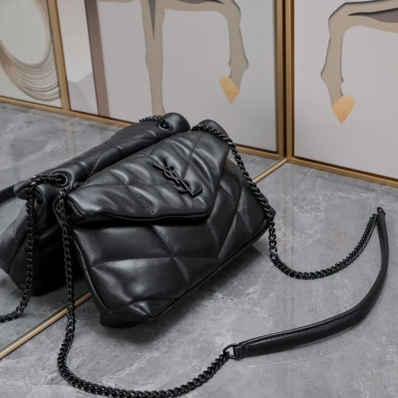 Alternative view of YSL Black Quilted Satchel Crossbody Bag 893