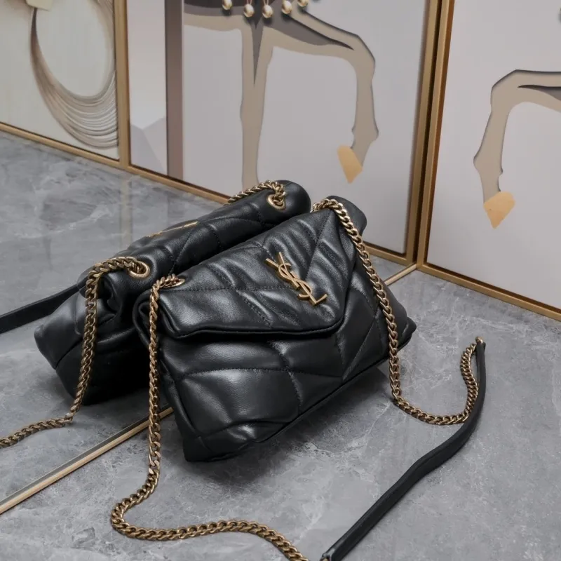 Alternative view of YSL Black Quilted Leather Satchel Bag 894