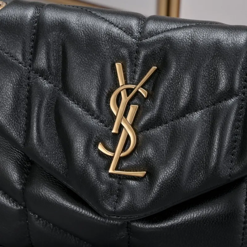 YSL Black Quilted Leather Satchel Bag 894 - Image 3