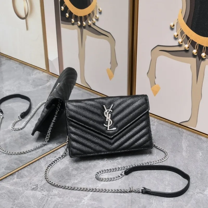 YSL Black Leather Crossbody Bag 896