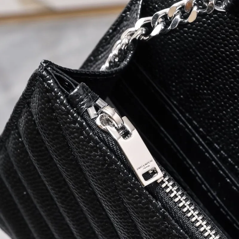 YSL Black Leather Crossbody Bag 896 - Image 8