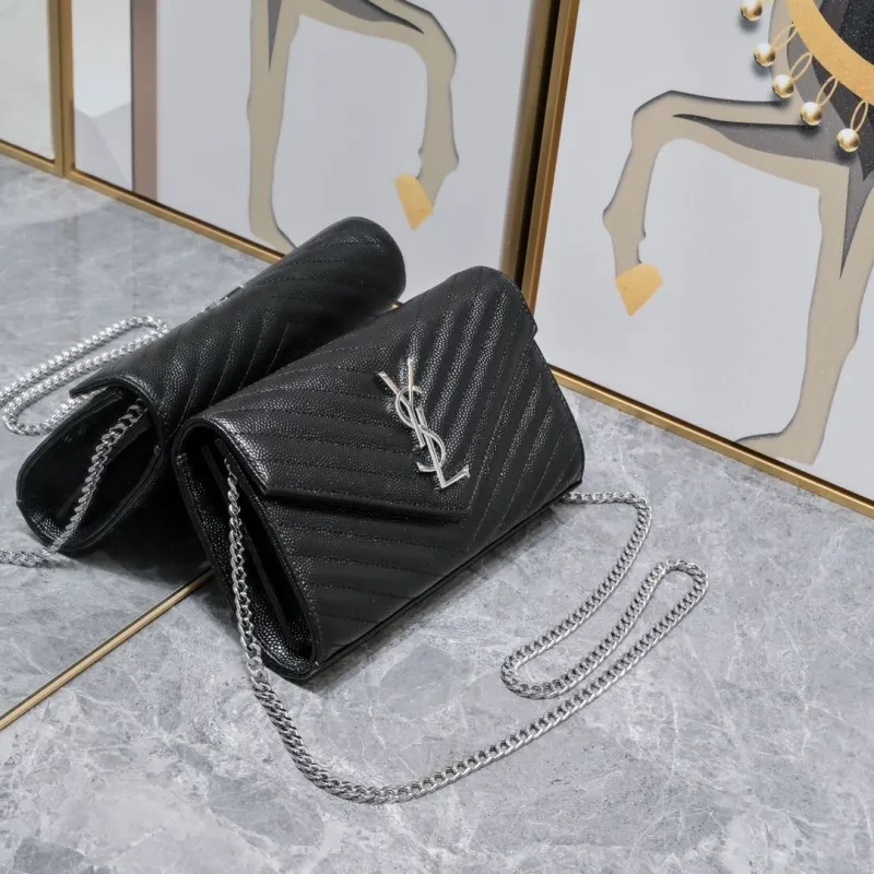 Alternative view of YSL Black Chain Crossbody Bag Model 1740