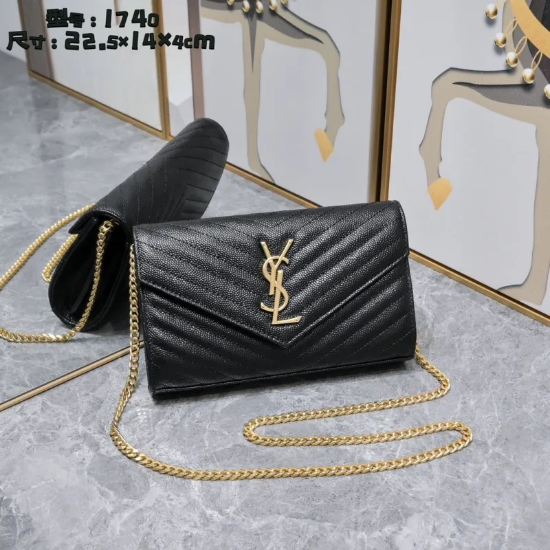 YSL Black Quilted Chain Crossbody Bag Model 1740