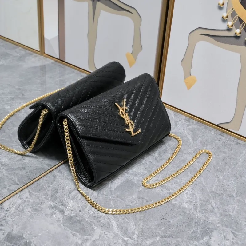 Alternative view of YSL Black Quilted Chain Crossbody Bag Model 1740