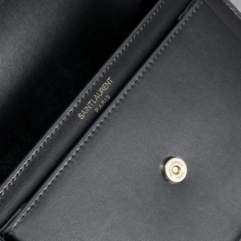 YSL Black Leather Crossbody Satchel Bag 901 - Image 7