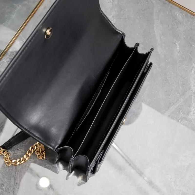 YSL Black Leather Crossbody Satchel Bag 901 - Image 8
