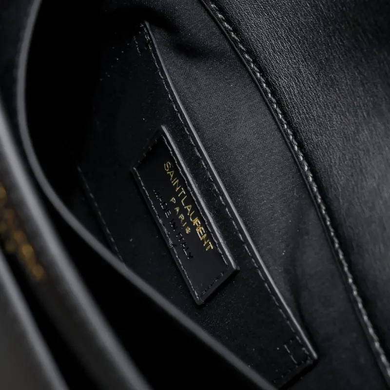 YSL Black Leather Crossbody Satchel Bag 901 - Image 9