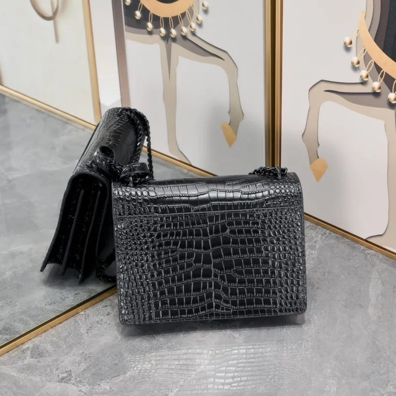 YSL Black Crocodile Embossed Satchel Bag 904 - Image 3