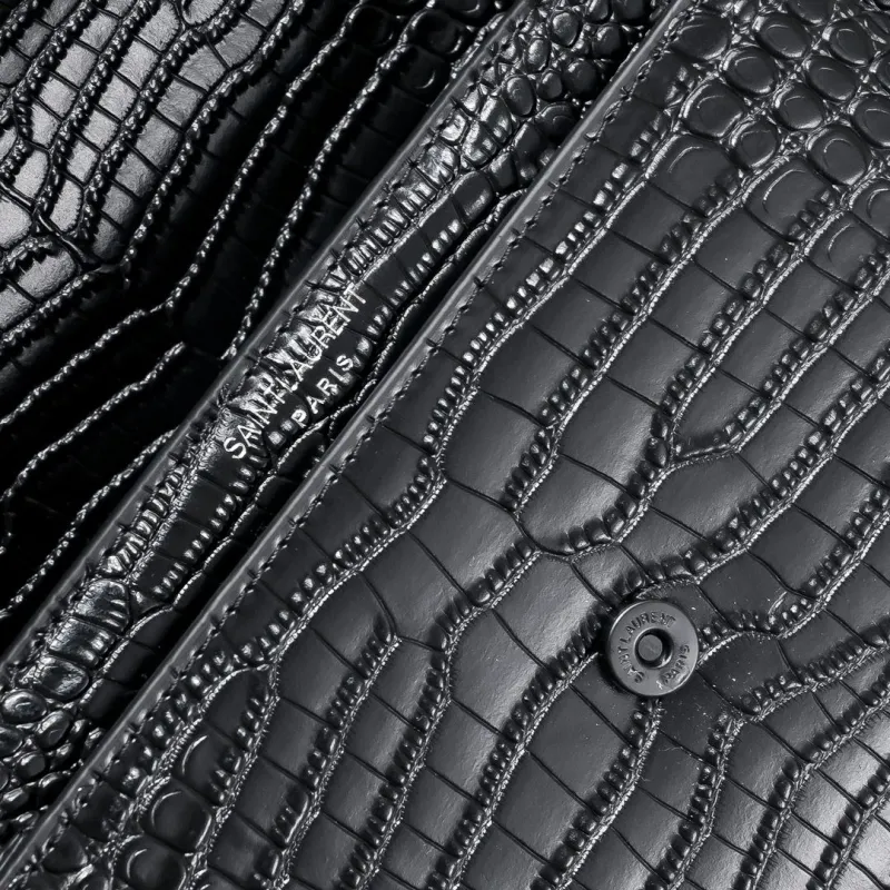 YSL Black Crocodile Embossed Satchel Bag 904 - Image 7