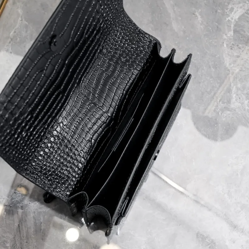 YSL Black Crocodile Embossed Satchel Bag 904 - Image 8
