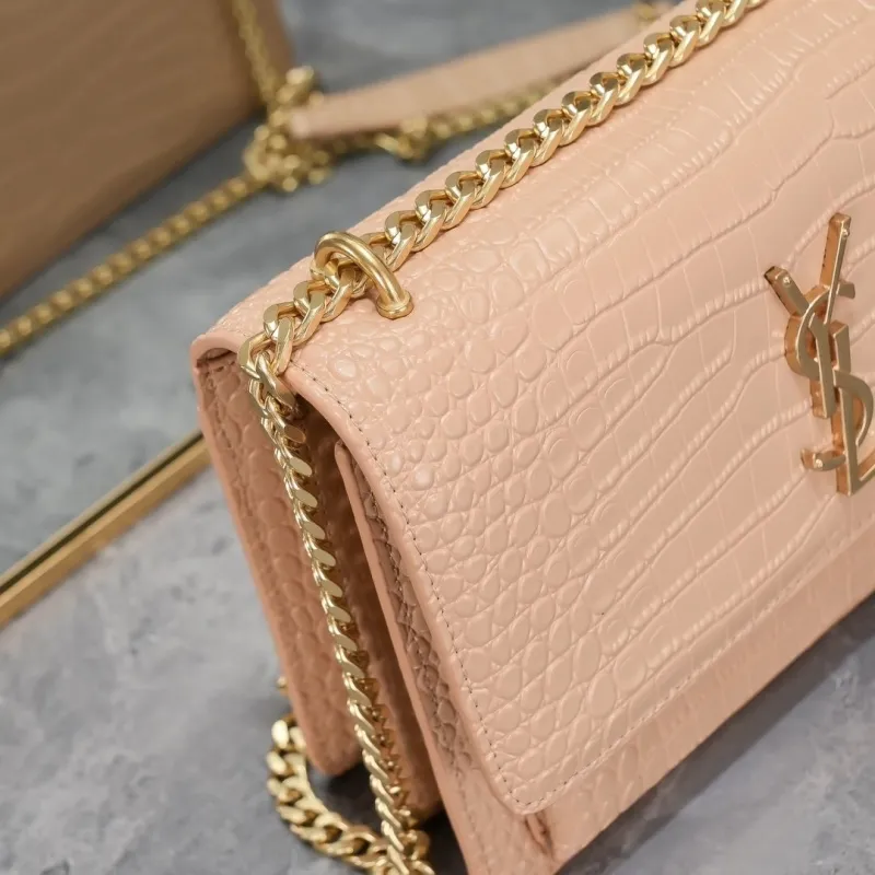 YSL Crocodile Embossed Satchel Bag Nude 906 - Image 5