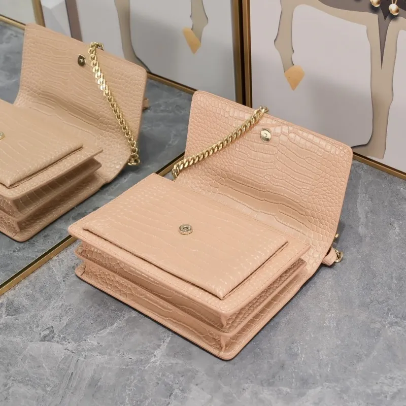 YSL Crocodile Embossed Satchel Bag Nude 906 - Image 6