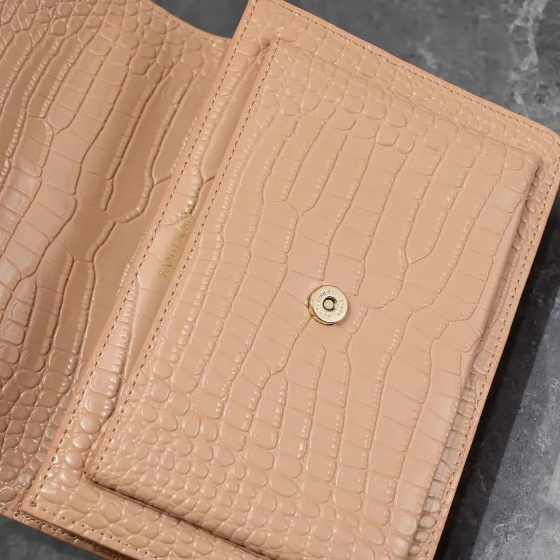 YSL Crocodile Embossed Satchel Bag Nude 906 - Image 7