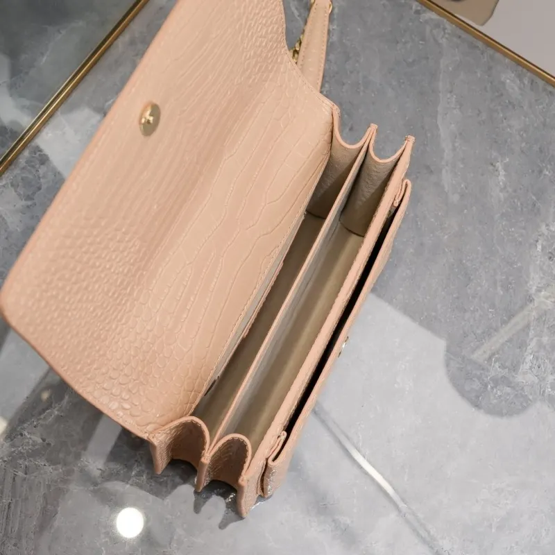 YSL Crocodile Embossed Satchel Bag Nude 906 - Image 8