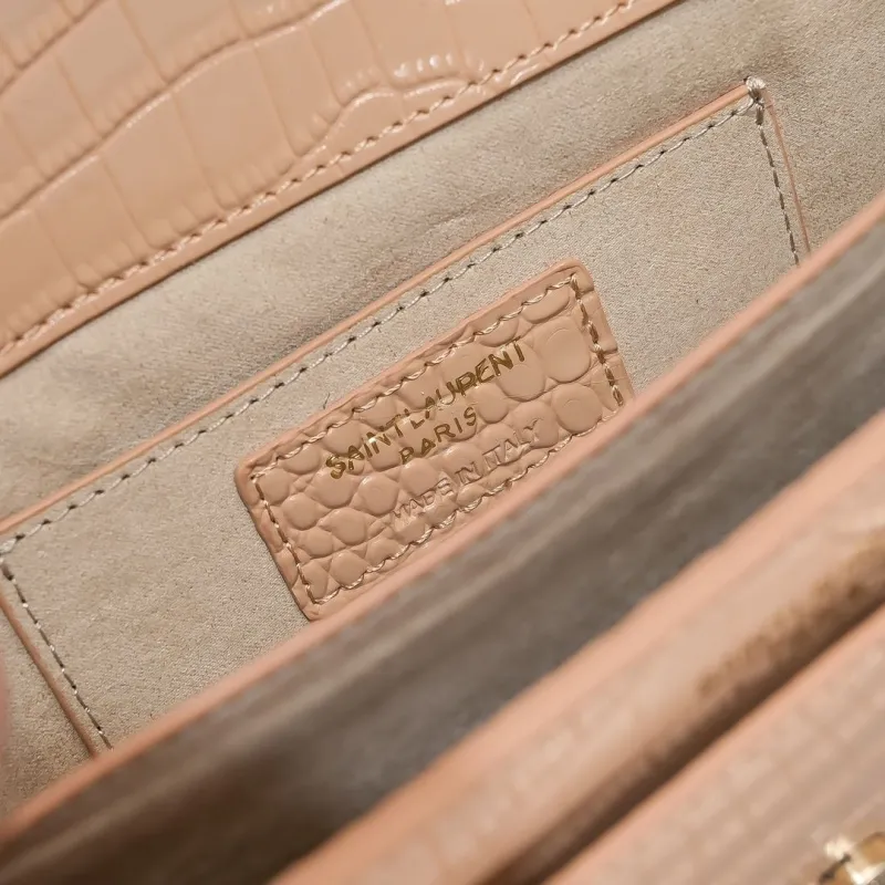 YSL Crocodile Embossed Satchel Bag Nude 906 - Image 9