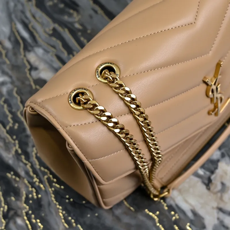 YSL Beige Quilted Leather Satchel Bag 909 - Image 3