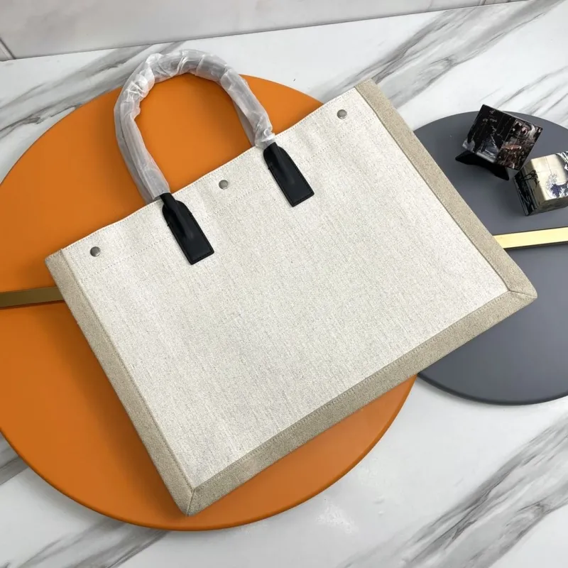 Saint Laurent Rive Gauche Canvas Tote Bag - Image 7
