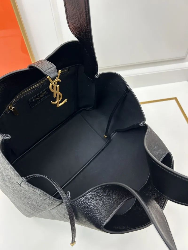 YSL Black Leather Tote Bag KK763435 50x28x18cm - Image 8