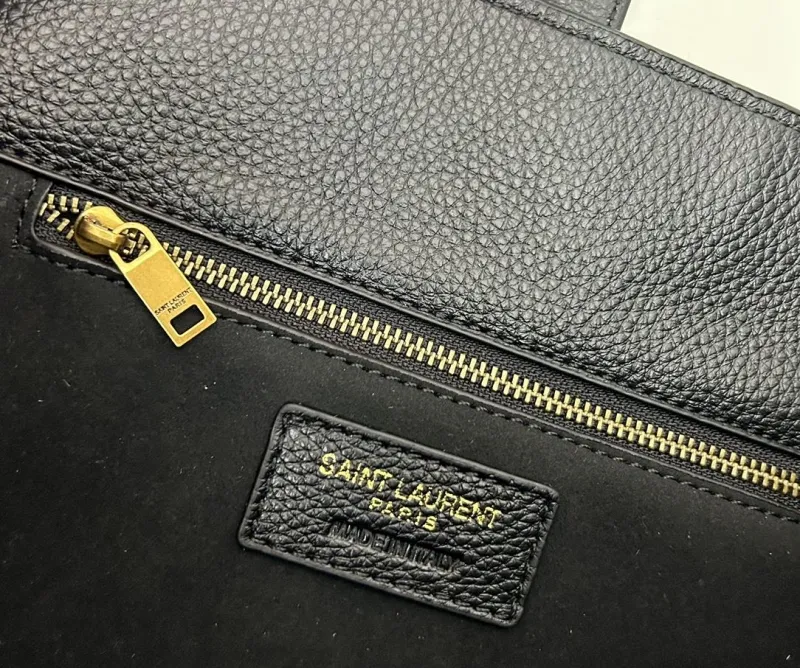 YSL Black Leather Tote Bag KK763435 50x28x18cm - Image 9