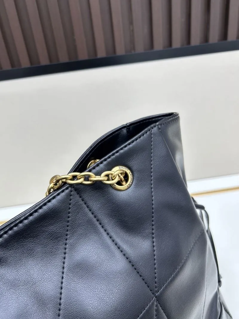 YSL Black Leather Chain Tote Bag - Image 3