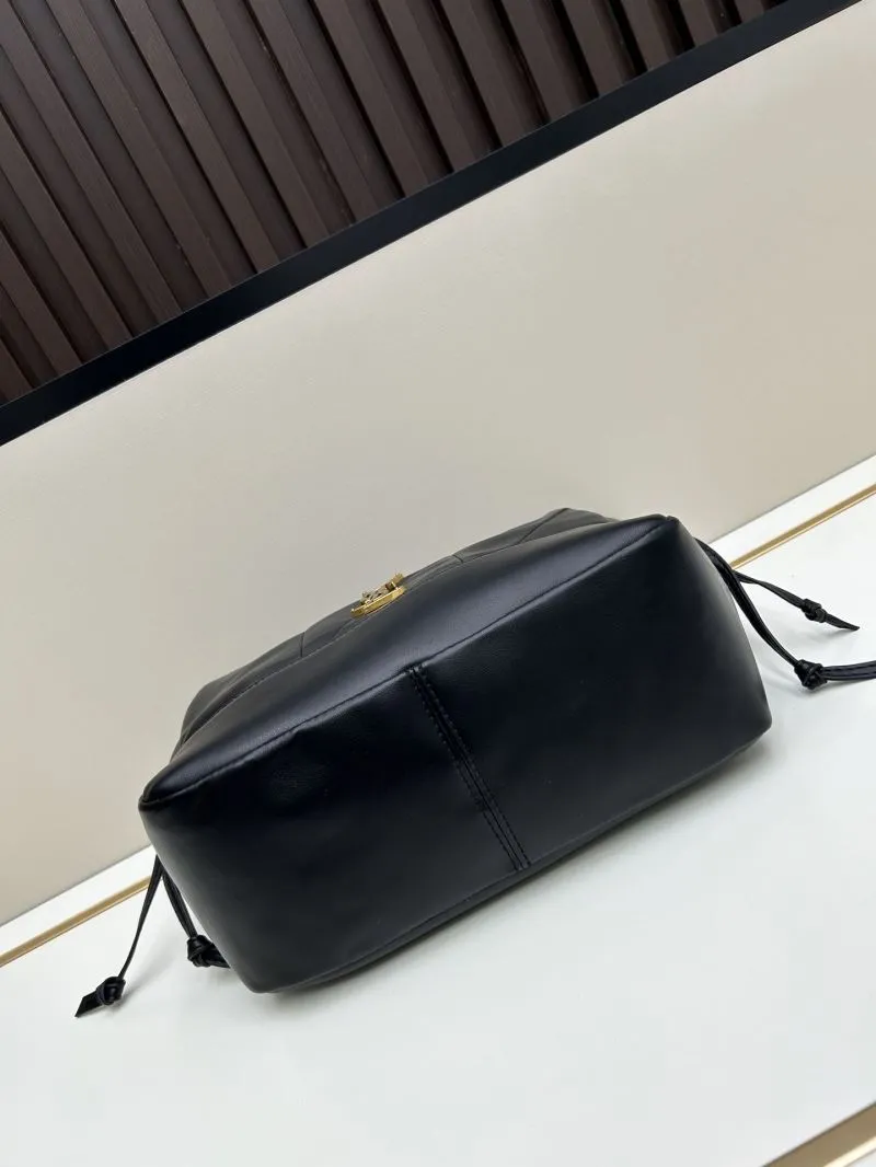 YSL Black Leather Chain Tote Bag - Image 4