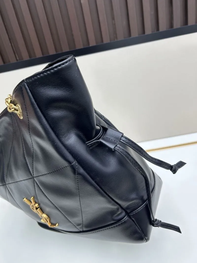 YSL Black Leather Chain Tote Bag - Image 5