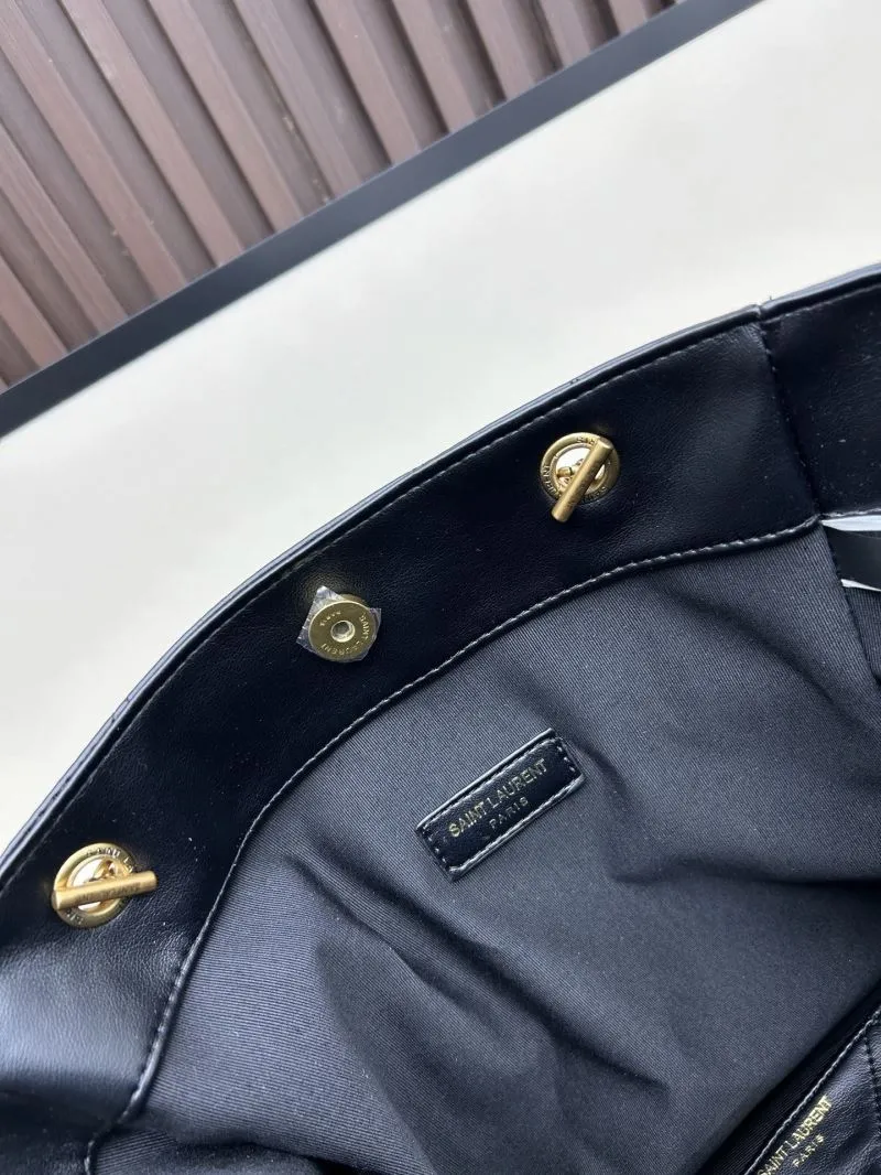 YSL Black Leather Chain Tote Bag - Image 7