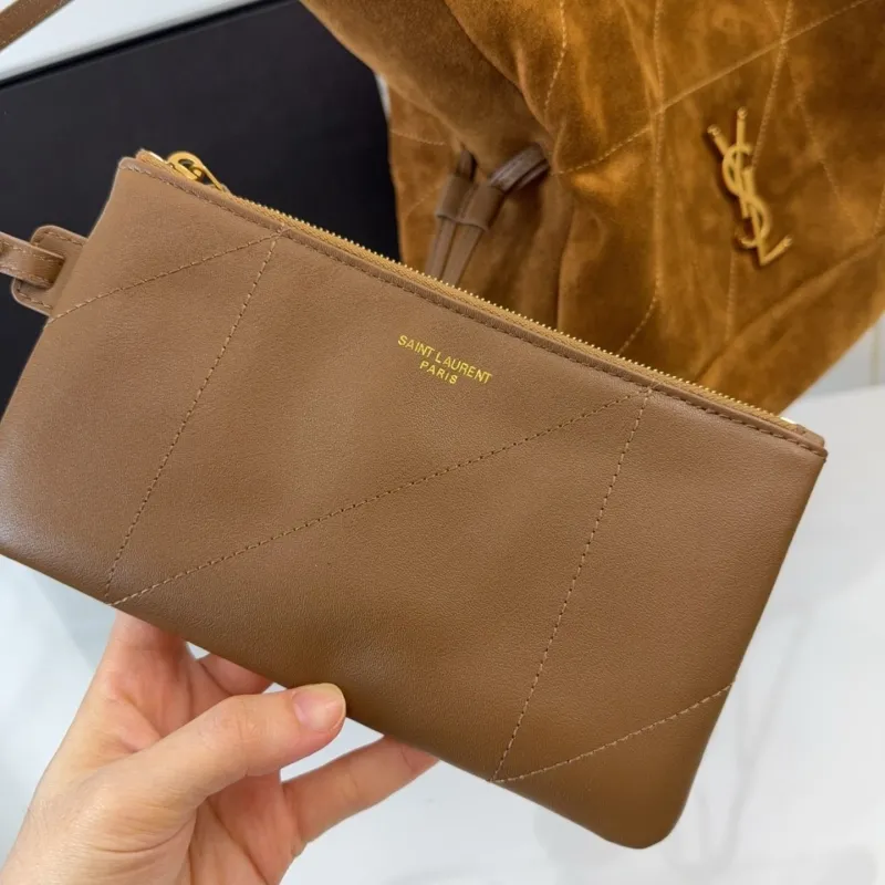 YSL Brown Suede Tote Bag with Pouch - Image 5