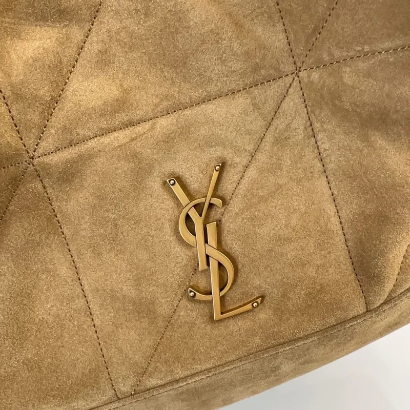 YSL Tan Suede Tote Bag with Matching Pouch - Image 4