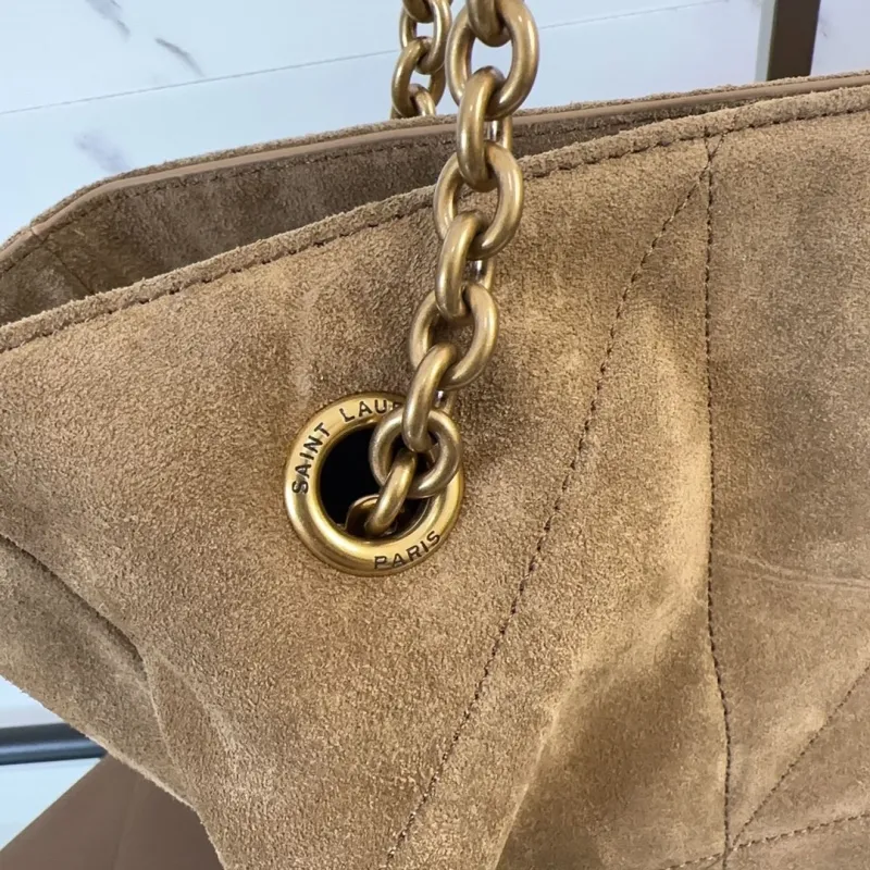 YSL Tan Suede Tote Bag with Matching Pouch - Image 5