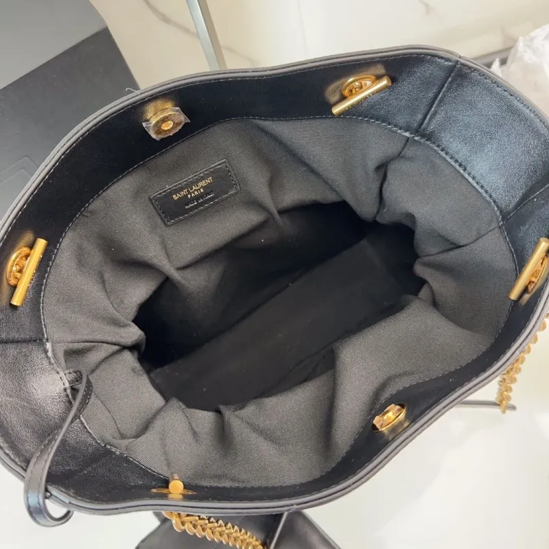 YSL Black Leather Tote Bag with Pouch - Image 7