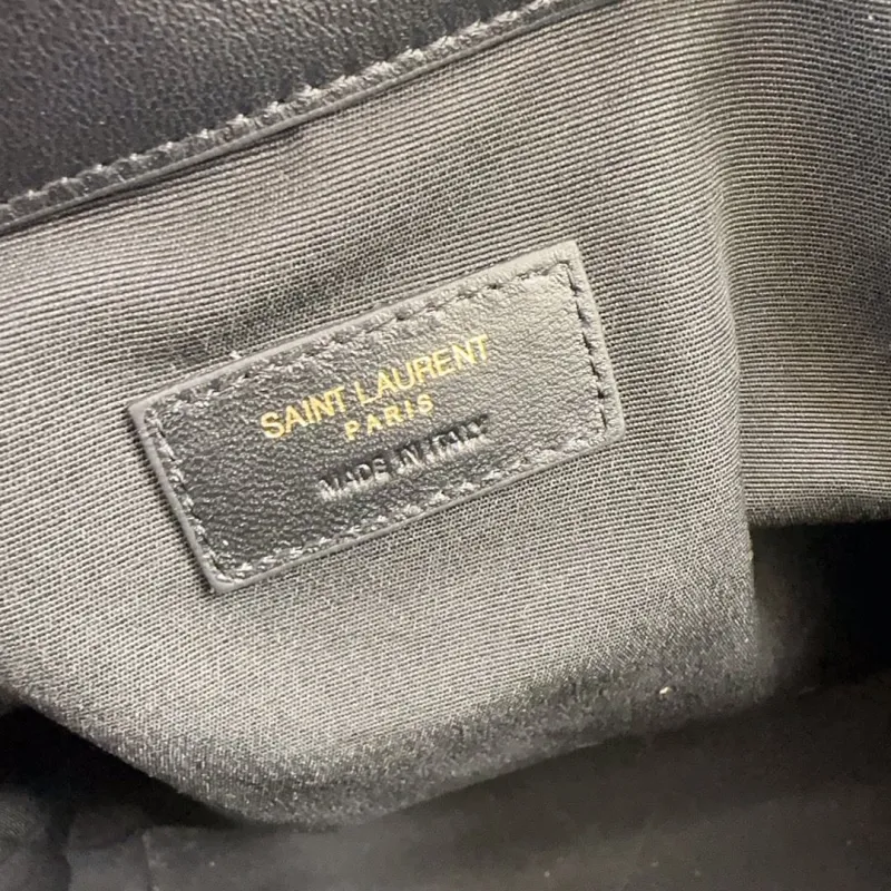 YSL Black Leather Tote Bag with Pouch - Image 8