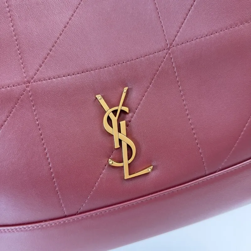 YSL Burgundy Leather Tote Bag with Pouch - Image 4