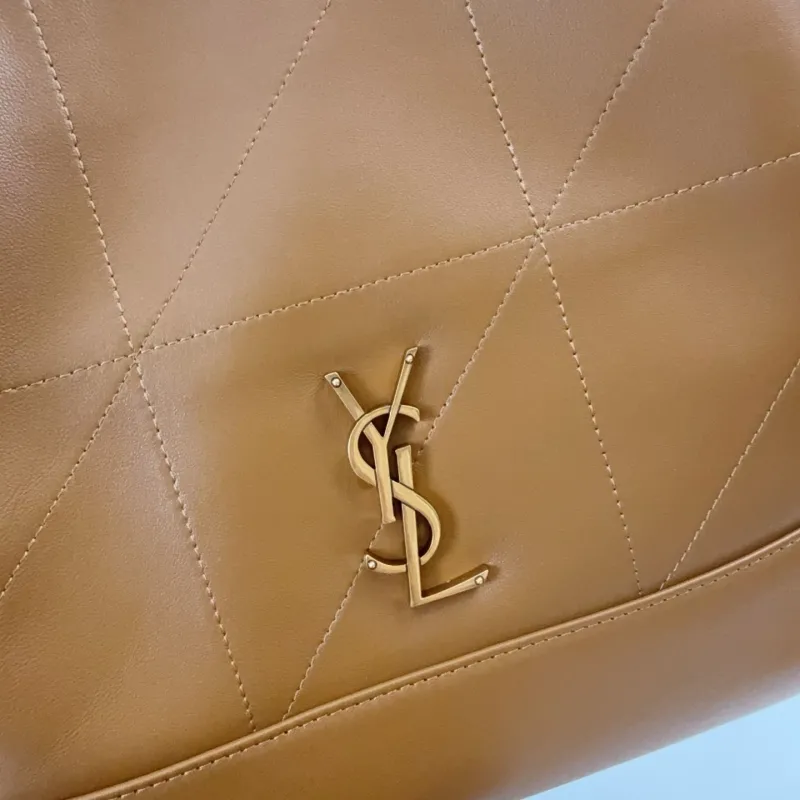 YSL Brown Leather Tote Bag With Pouch - Image 4