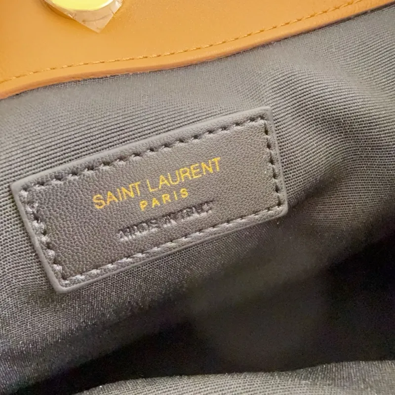 YSL Brown Leather Tote Bag With Pouch - Image 7