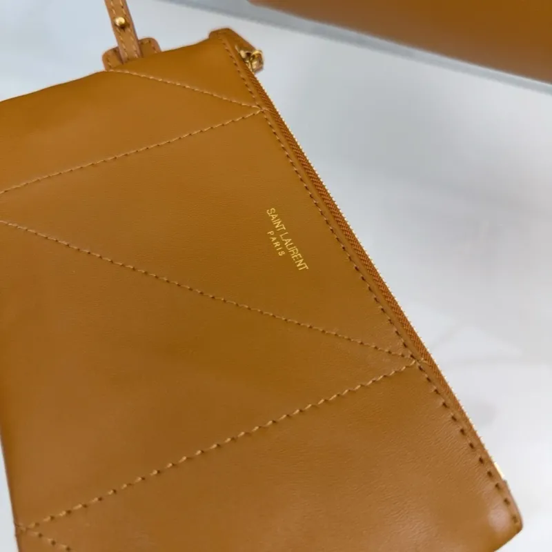 YSL Brown Leather Tote Bag With Pouch - Image 9