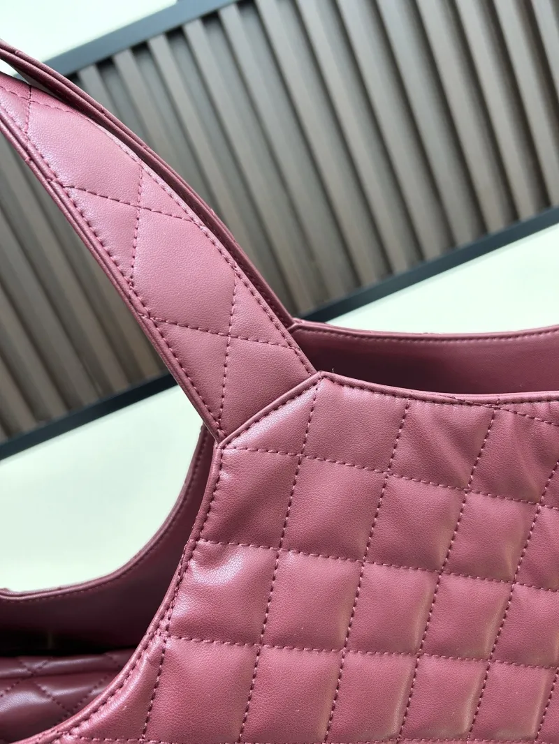 YSL Burgundy Quilted Tote Bag with Mini Pouch - Image 6