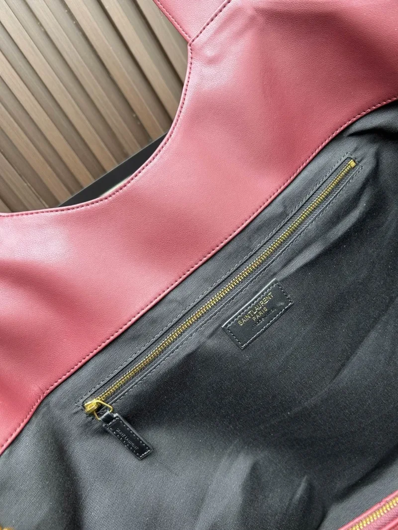 YSL Burgundy Quilted Tote Bag with Mini Pouch - Image 8