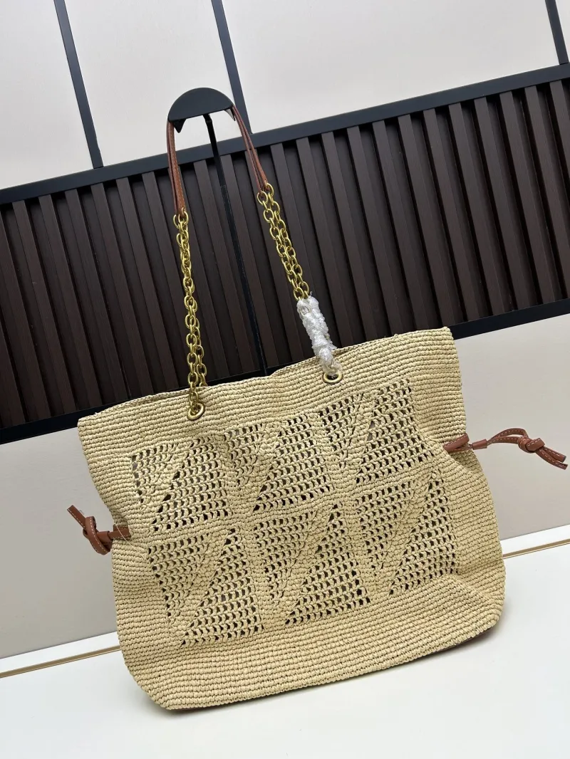 Alternative view of YSL Beige Straw Tote Shoulder Bag