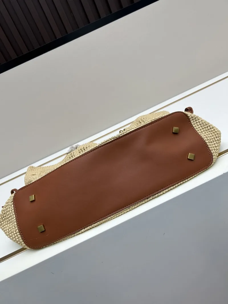 YSL Beige Straw Tote Shoulder Bag - Image 4