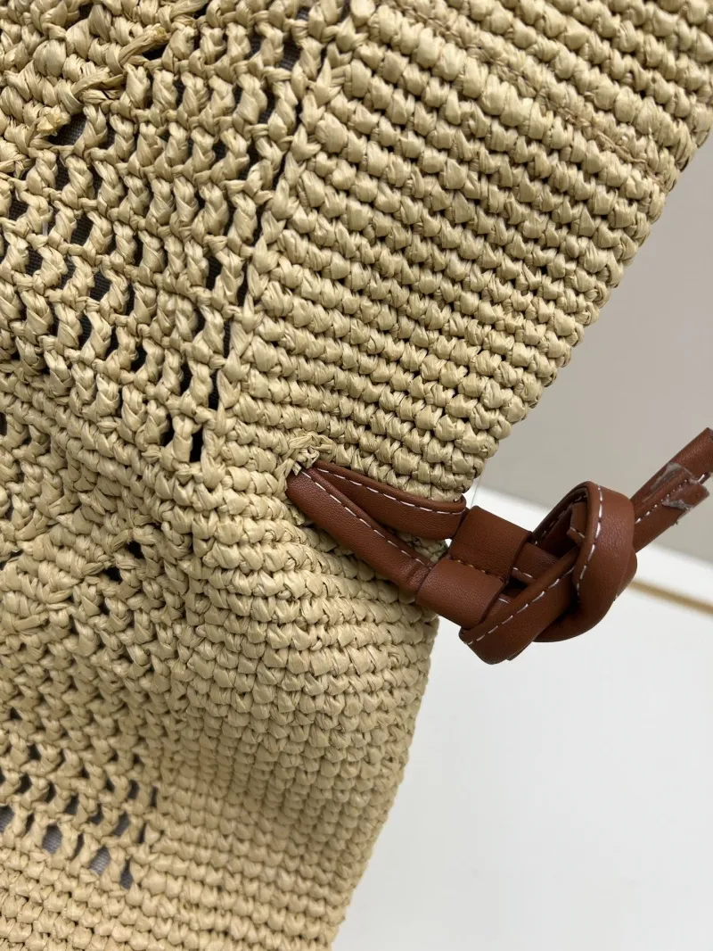 YSL Beige Straw Tote Shoulder Bag - Image 6