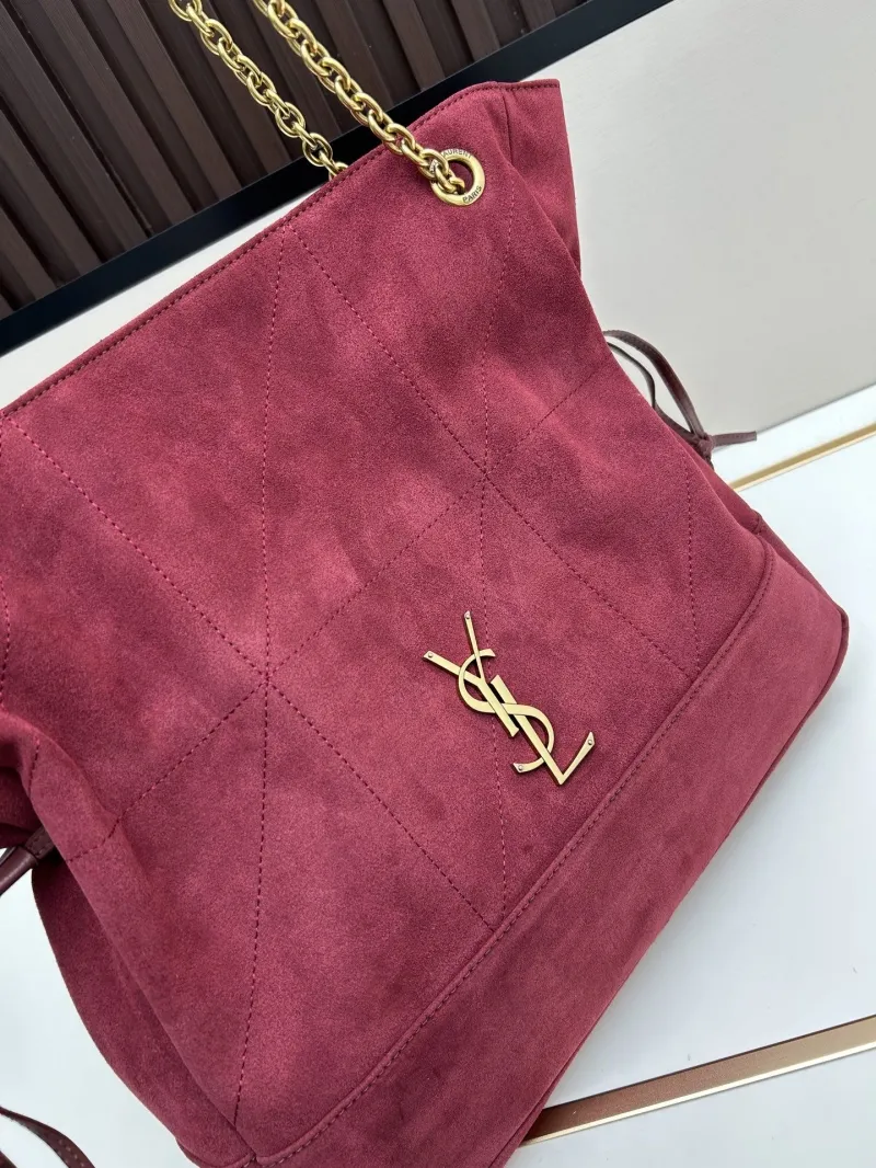 YSL Burgundy Suede Tote Bag with Small Pouch - Image 4