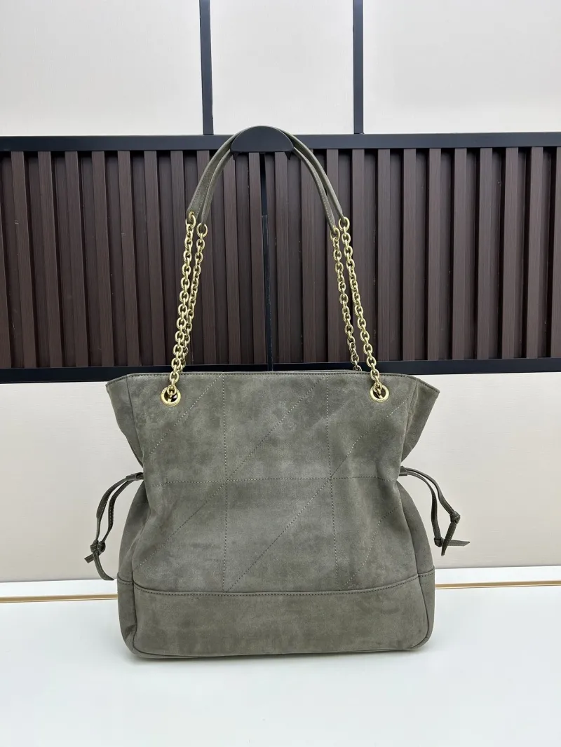 Alternative view of YSL Olive Green Suede Chain Tote Bag 35x35x10cm