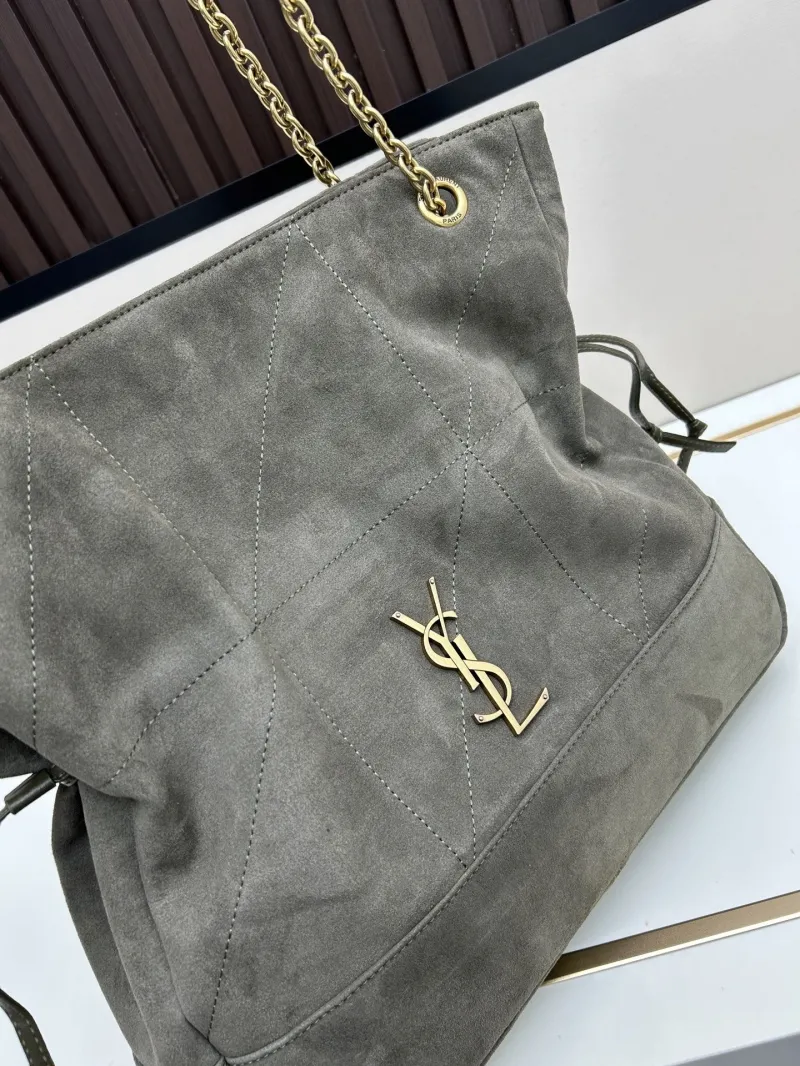 YSL Olive Green Suede Chain Tote Bag 35x35x10cm - Image 5